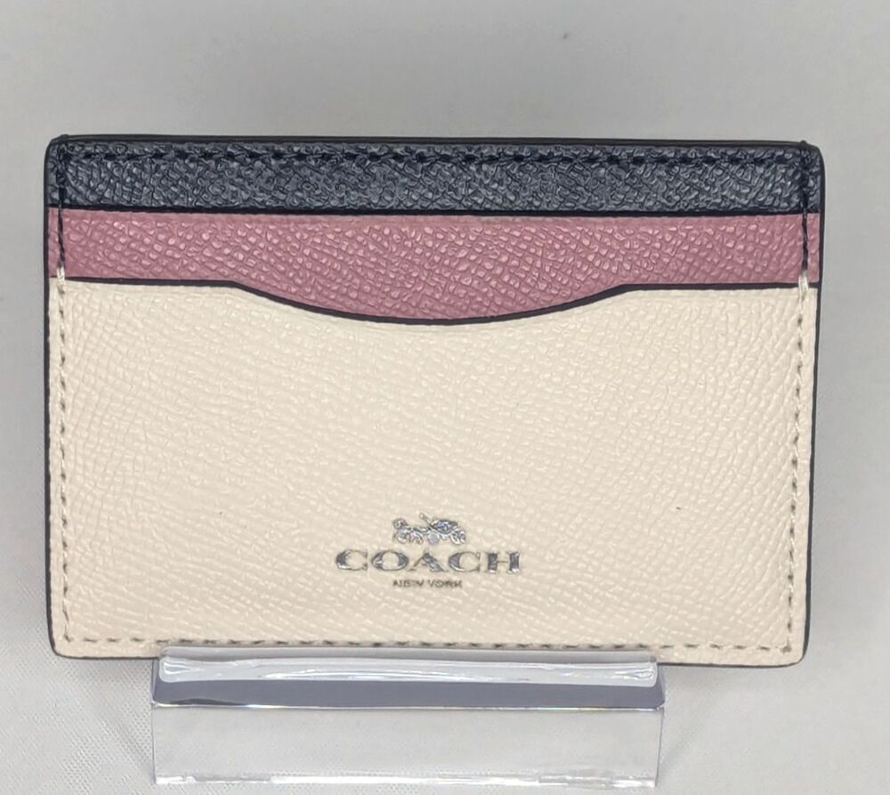 Coach Slim Flat Leather Card Case Wallet - Colorblock Chalk Multi 2979, NWT